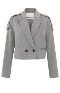 YAYA Cropped Blazer mit Fischgrtmuster, Knpfen und Taschen PALOMA GREY